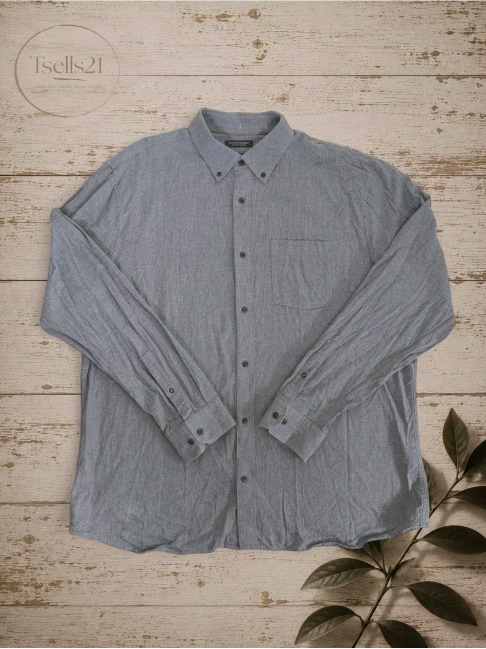 Banana Republic Grey Organic Cotton Untucked Standard Fit Long-Sleeve Shirt - Si